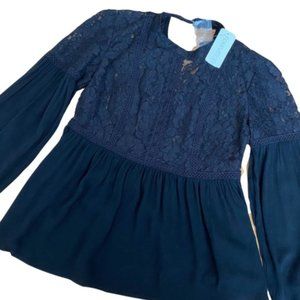 NEW Forever 21 Long Sleeve Black Lace Top